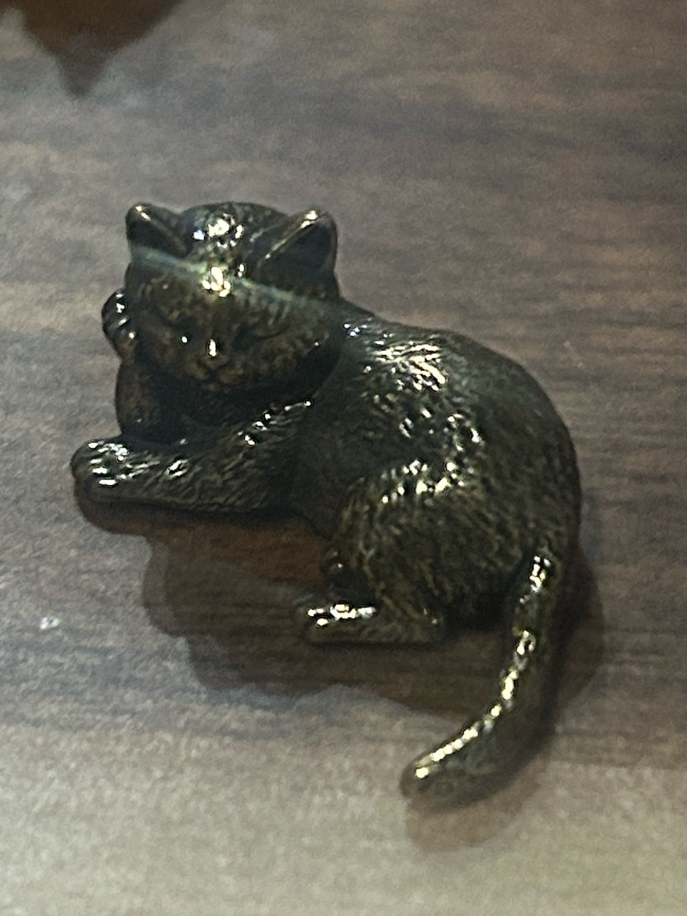 Vintage Solid Brass Miniature Laying Cat